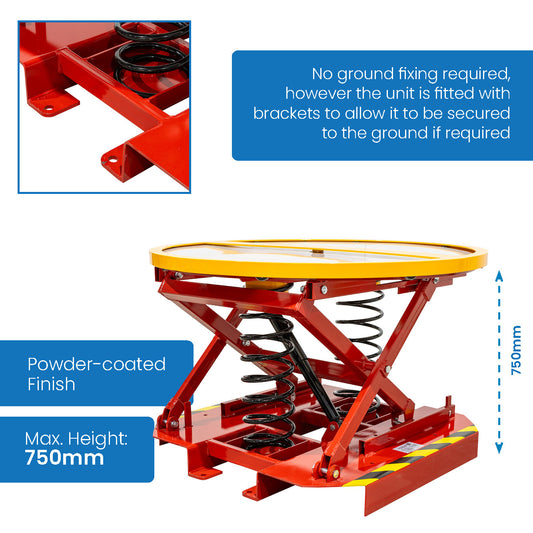 Hot Selling Galvanised Spring Pallet Elevator with Pallet Truck Base