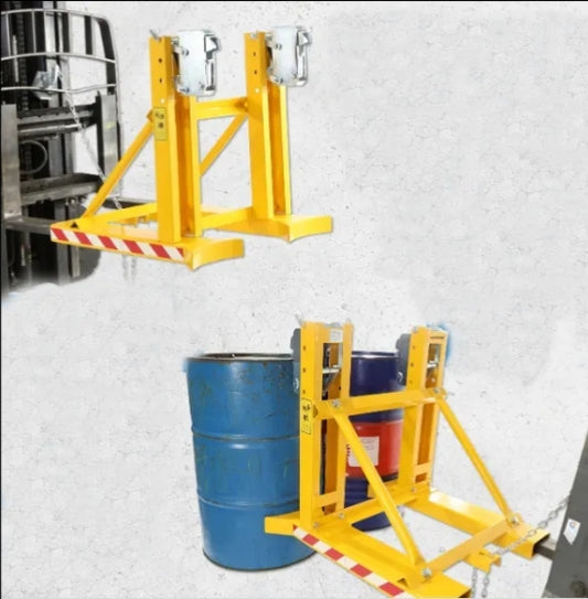 Dual Forklift Auxiliary Equipment Steel Bucket Clamp with 720kg Capacity Parrot Beak Drum Lifters for Handling Tools