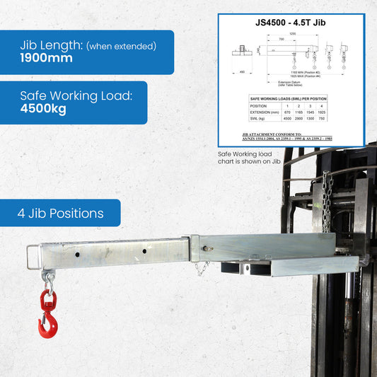 1.9-Metre Fully Extended 4500kg Short Fixed Jib New Iron Material with Roller Bearing for Confined Spaces