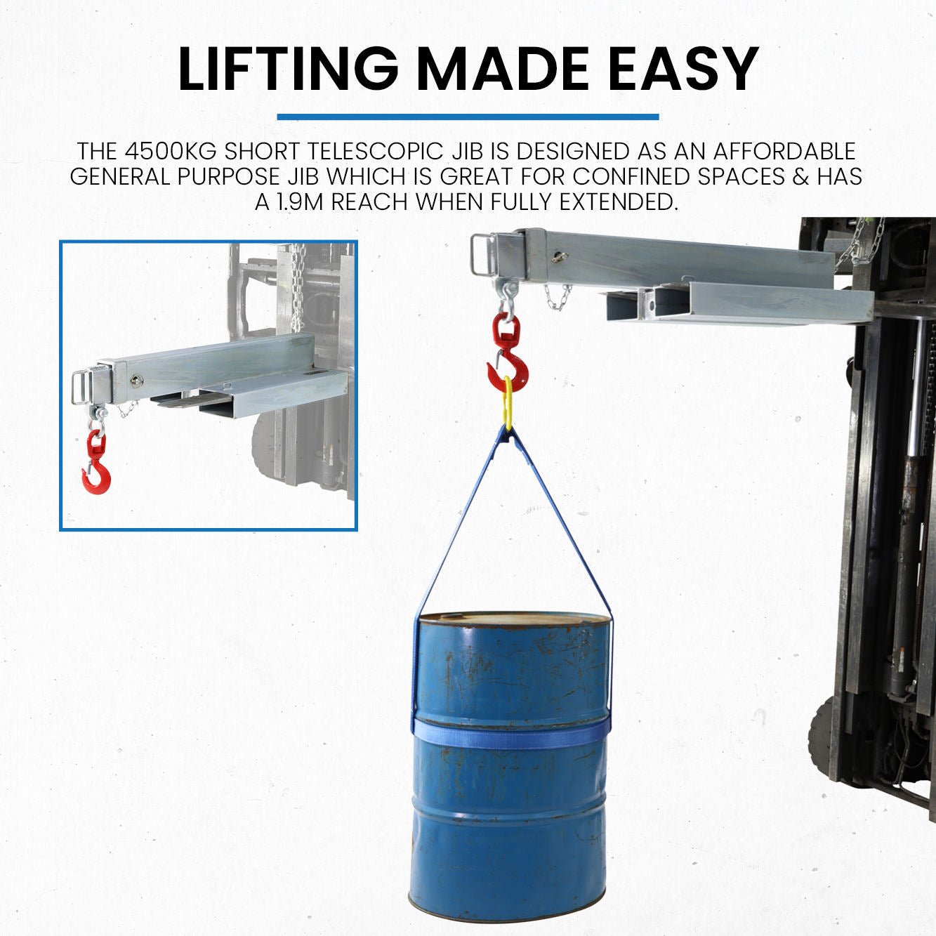 1.9-Metre Fully Extended 4500kg Short Fixed Jib New Iron Material with Roller Bearing for Confined Spaces