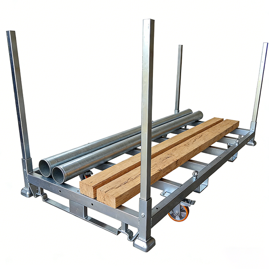Heavy-Duty Long Product Stillage Cage - Stackable Storage & Transport Solution for Pipe/Timber/Conduit