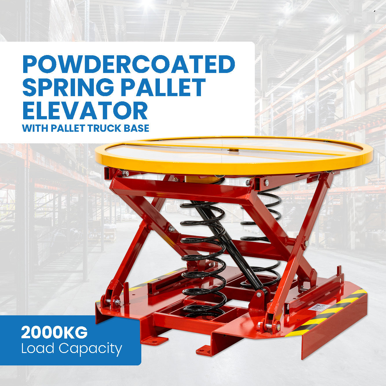 Hot Selling Galvanised Spring Pallet Elevator with Pallet Truck Base