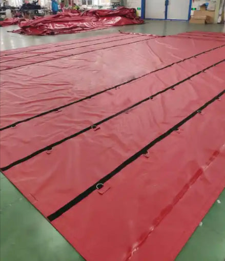 Red Waterproof Car Cover Lumber Tarps With D-rings Pvc Coated Other Fabric Water Resistant Woven Make-to-order 62/63" Plain