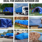 Blue Tarp Cover PVC Coated Waterproof Great for Tarpaulin Tent RV Pool Cover