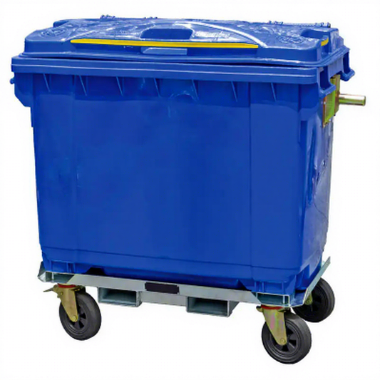 New Heavy Duty 660-RB 4-Wheel Wheelie Bin-660L Capacity with Rotating Base for Warehouse