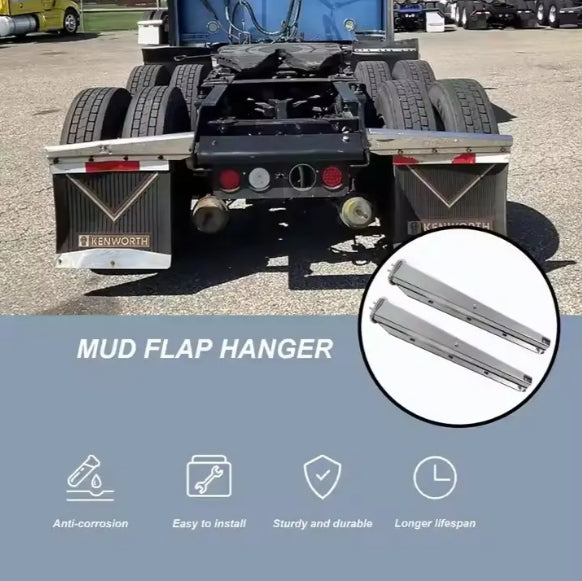 HD Splash Mud Guard Mudflaps Pair Universal Straight Semi Truck Mud Flaps Hanger Pattern Tractors Trailers Stainless Steel