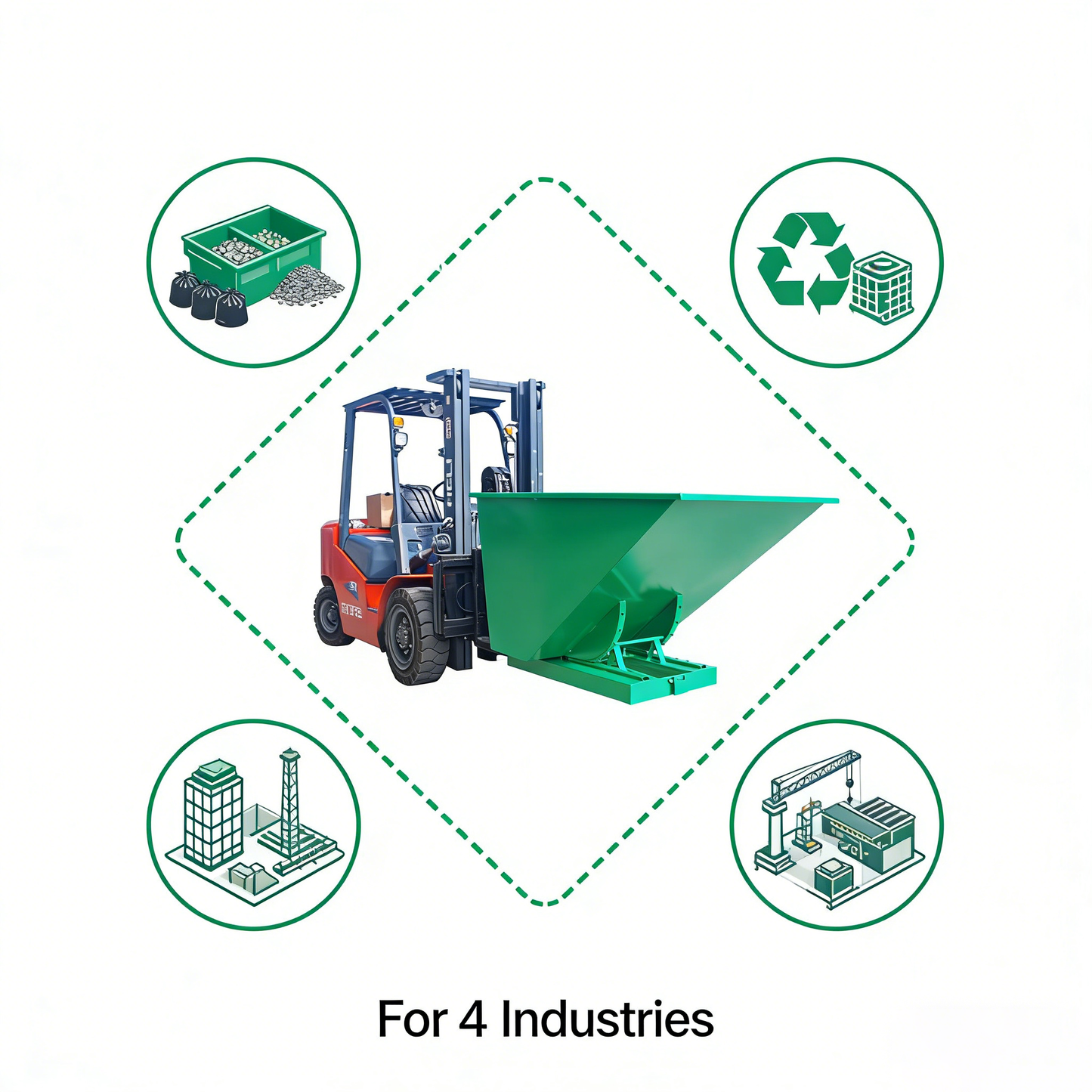 CF-TS Forklift Rollover Tipping Bin - Safe Bulk Material Transport & Unloading Solution