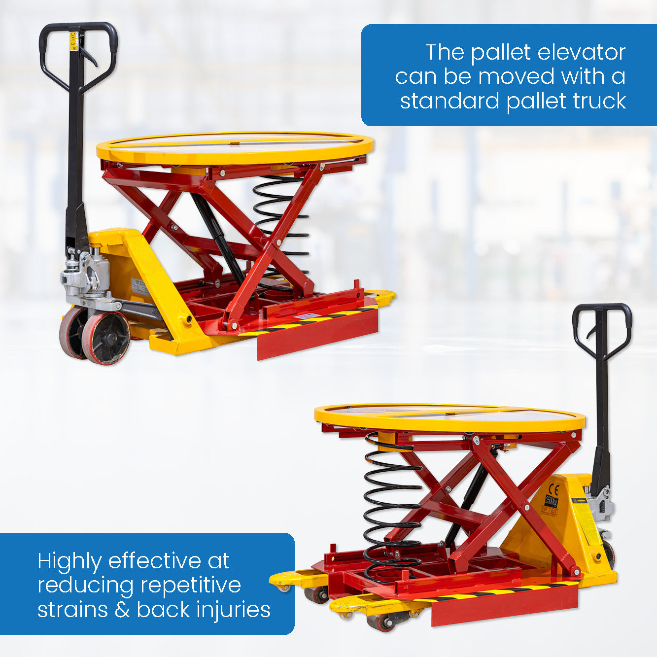 Hot Selling Galvanised Spring Pallet Elevator with Pallet Truck Base