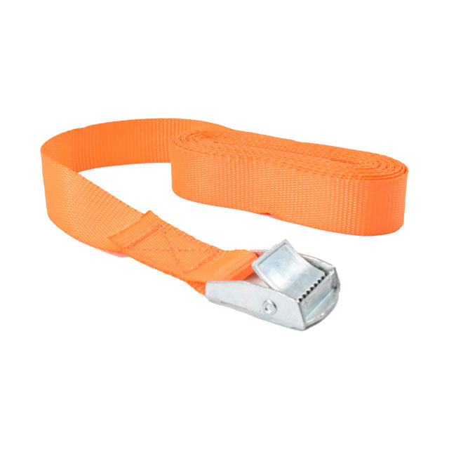 Polyester Orange Cargo Strap 25mm Cam Buckle Silver Lace Up Heavy Duty Webbing Cam Buckle