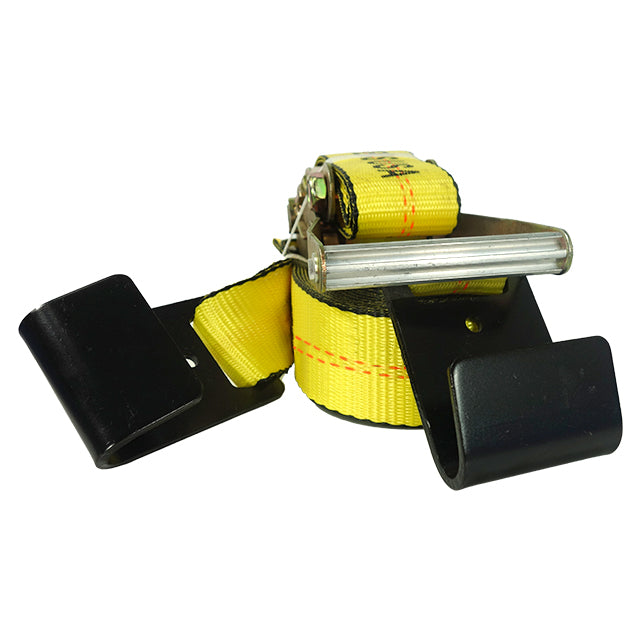 Yellow Polyester Tie down strap with Flat Hook 2 inch 10000-lbs/4545kg