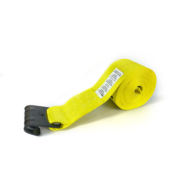 Yellow 3 Inch Trailer Cargo Winch strap 15000-lbs With Flat Hook