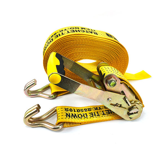 Yellow 100% Polyester Ratchet strap 2 inch Length as you required 6000-lbs
