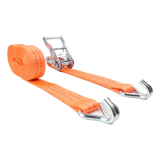 Polyester Orange 1.5-inch x 27 ft Tie Down Starp with Double J Hook