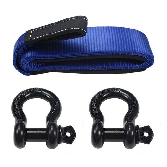 Polyester Blue Tow Straps D Shackle 10000Lb Tow Strap Sling For Transportation