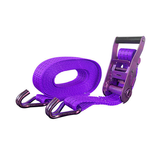 Polyester Purple 1.5 Inch Ratchet Strap With Double J Hooks Tie Down Cargo Lashing Strap