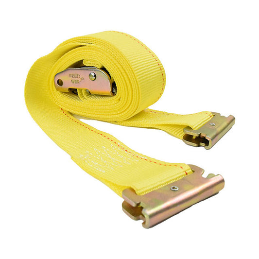 Polyester Yellow 2 Inch x 12 ft Logistic Strap 2500-Lb/3000Lbs With Spring E Fitting