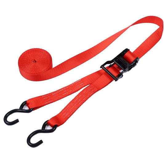Polyester Red 1.5-inch Cargo Steel Hand Ratchet Straps with S Hook