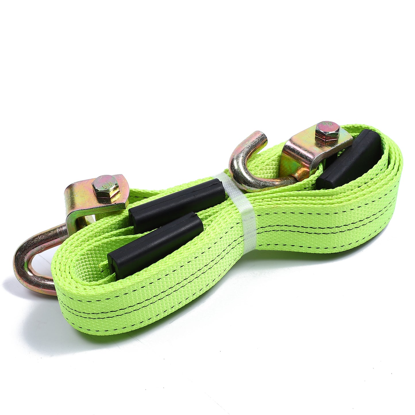 2"  Green Pineapple Grain Three Rubber Blocks Cleats Ratchet Strap With Swivel J Hooks