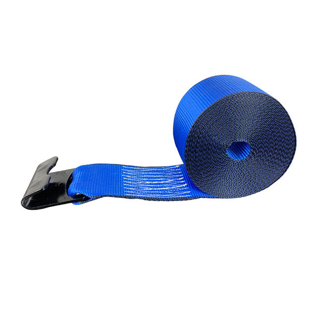 Heavy Duty Blue Semi Trailer Winch strap with Flat Hook