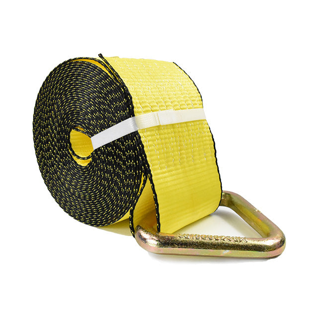 Yellow Winch Straps 4 inch x 27 feet for Trailer/Boat/Semi Trailer with D Rings