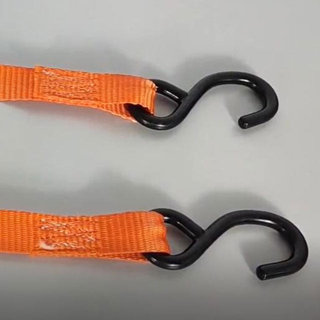 Polyester Orange 1-Inch Ratchet Buckle Strap With S-Hook Rope Brake Belt For Cargo Truck Lashing