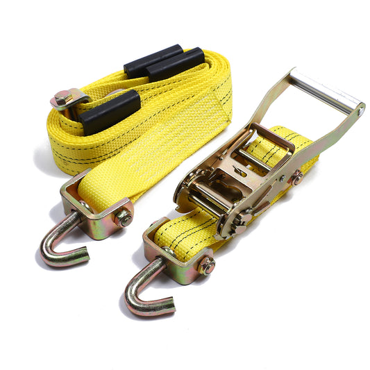 2" Pineapple Grain Three Rubber Blocks Cleats Ratchet Strap With Swivel J Hooks