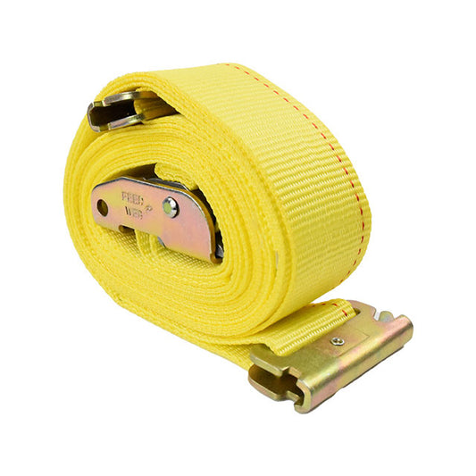 Polyester Yellow 2 Inch x 12 ft Logistic Strap 2500-Lb/3000Lbs With Spring E Fitting