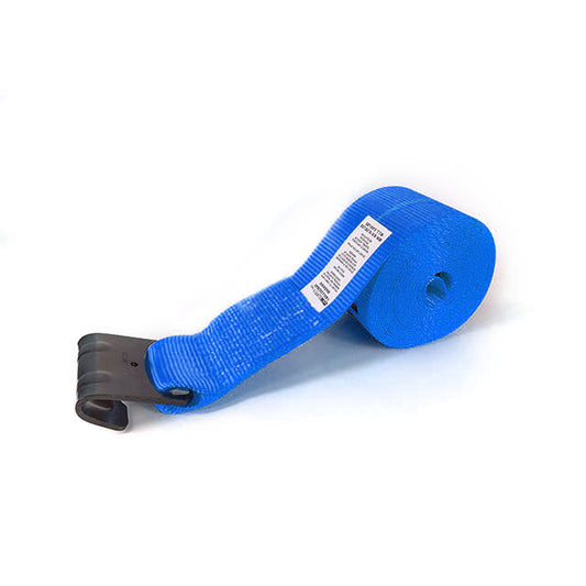 16200-lbs Blue /Red 3 Inch high tenacity polyester Winch strap with flat hook