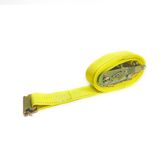 Polyester Yellow 2 Inch x 12 ft Logistic Strap 2500Lbs/3000Lbs With Flat Hook