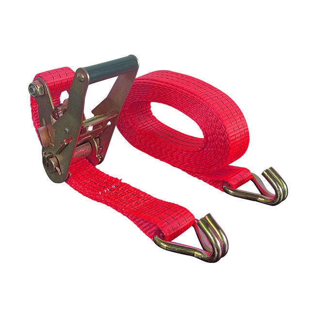 Polyester Red 2 Inch 20 ft Ratchet Strap With Double-J Hook Cargo Lashing Strap