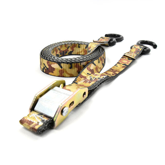 Polyester Solid Color 1 Inch Sublimation Printing Adjustable Tie Downs Cargo Belt Rachet Strap With S Hook