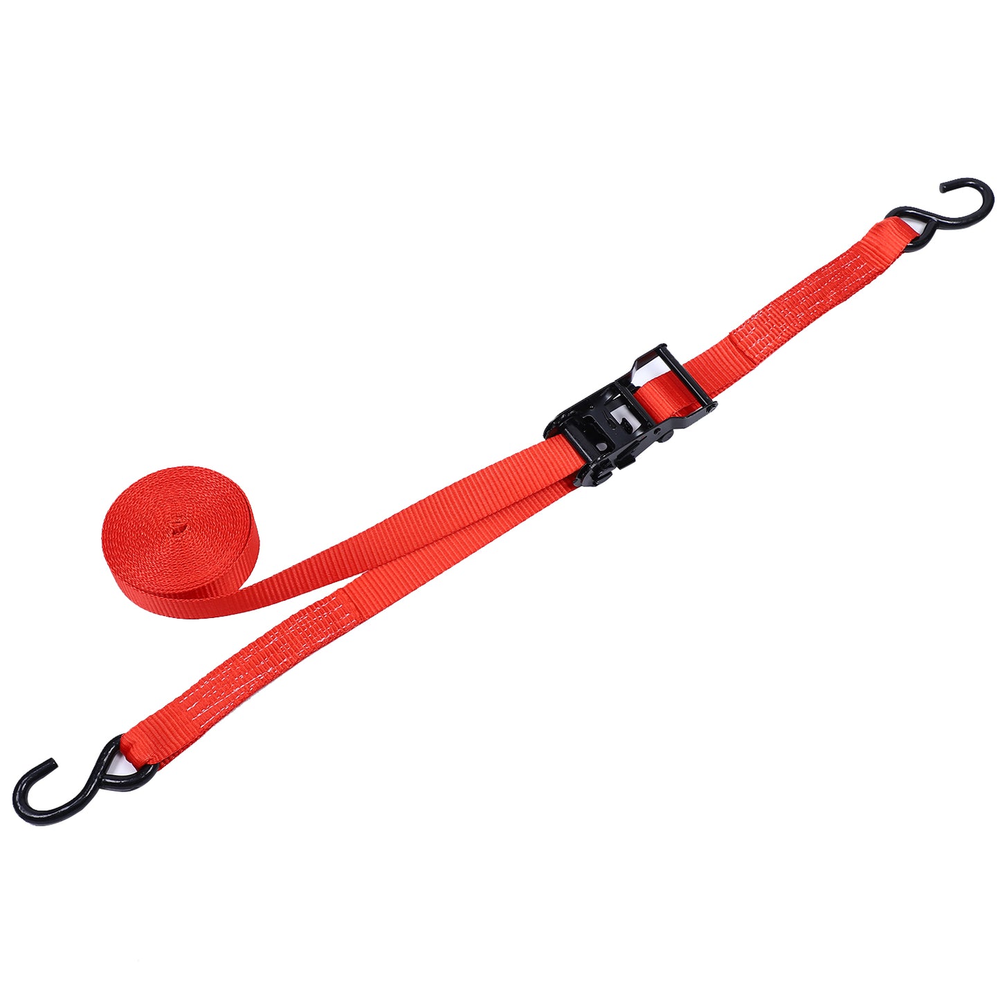 Polyester Red 1.5-inch Cargo Steel Hand Ratchet Straps with S Hook