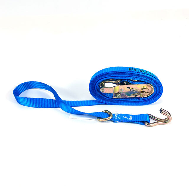 Polyester Blue 10000-lbs Tie down starp with Double J Hook 2 inch/50mm