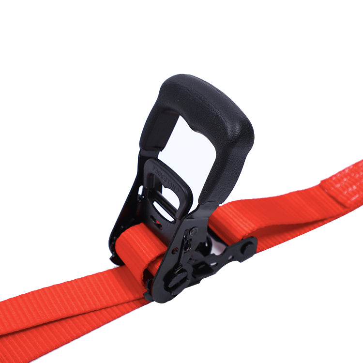 Polyester Red 1.5-inch Cargo Rubber Hand Ratchet Straps with S Hook