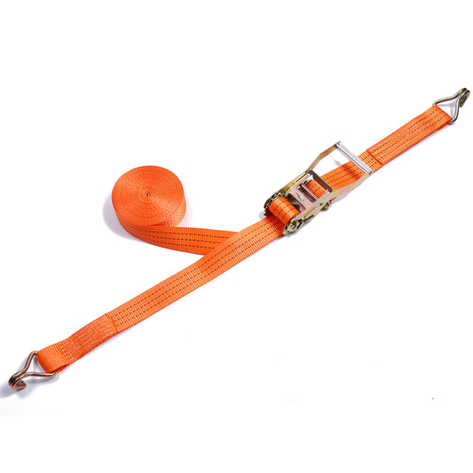 Polyester Orange 2-inch Cargo Aluminum Hand Ratchet Straps with Double J Hook