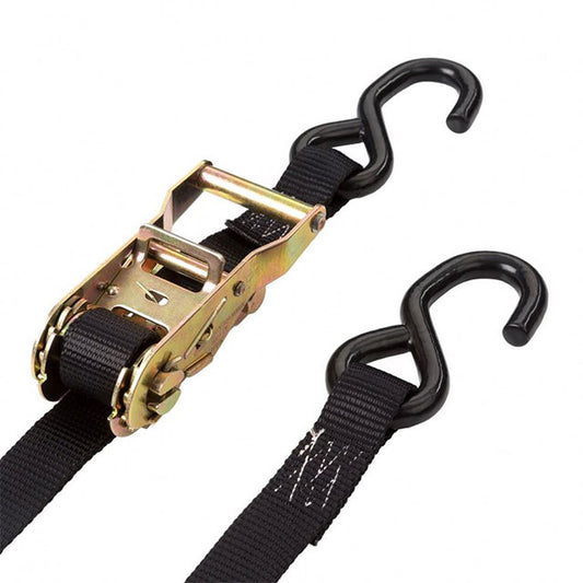 Polyester Black Extension Adjustable Boat And Car Ratchet Strap Handle With S Hooks Moving