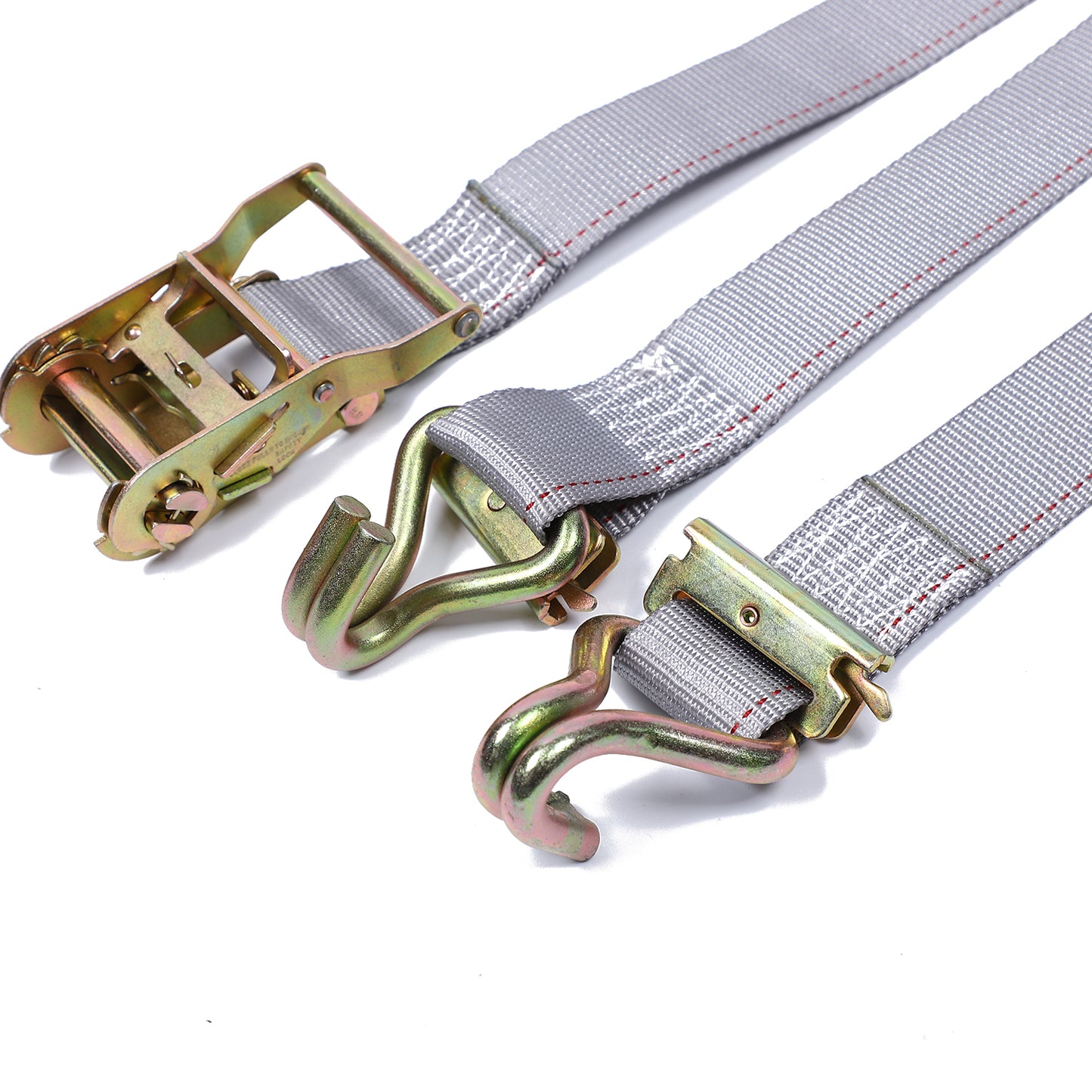 Polyester Grey 2 Inch Logistic Strap 4400Lbs With E-fitting &Double J Hook