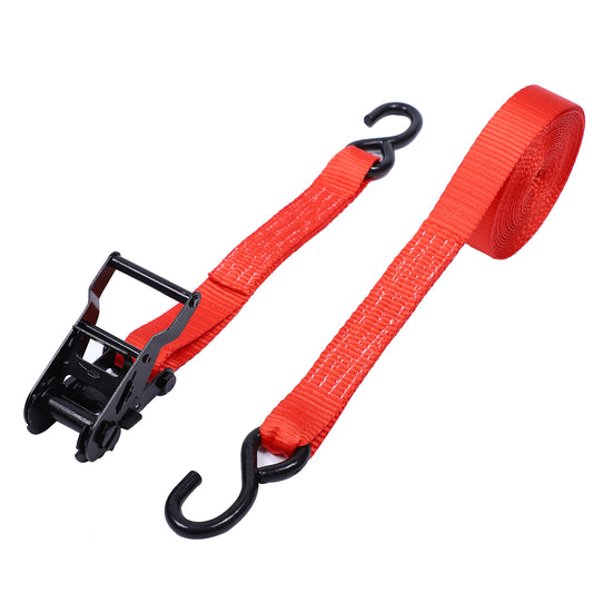 Polyester Red 1.5-inch Cargo Steel Hand Ratchet Straps with S Hook
