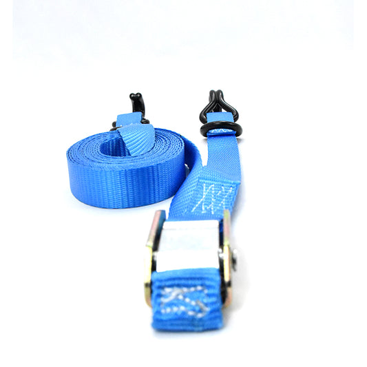 Polyester Blue Cambuckle Wire Hook Tie Down 1Inch/25mm Cam Buckle Strap With Double J Hook Small Belt Ratchet Tie Down