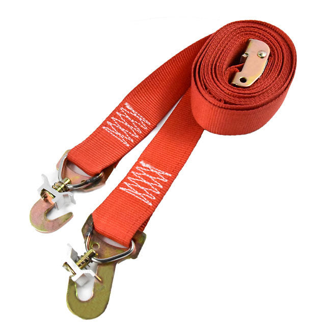 Polyester Red 2inch x 12ft Cam Buckle Ratchet Straps With Flat J Hook 4400Lbs