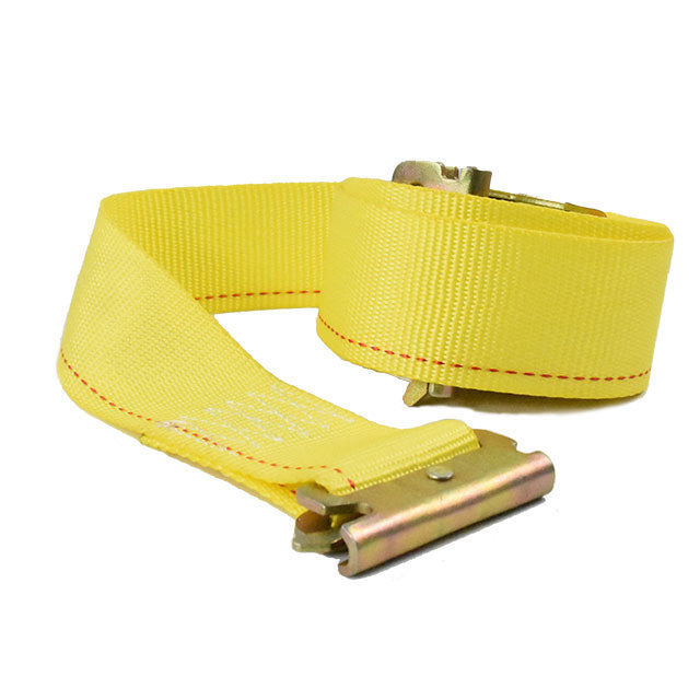 Polyester Yellow 2 Inch x 12 ft Logistic Strap 2500-Lb/3000Lbs With Spring E Fitting