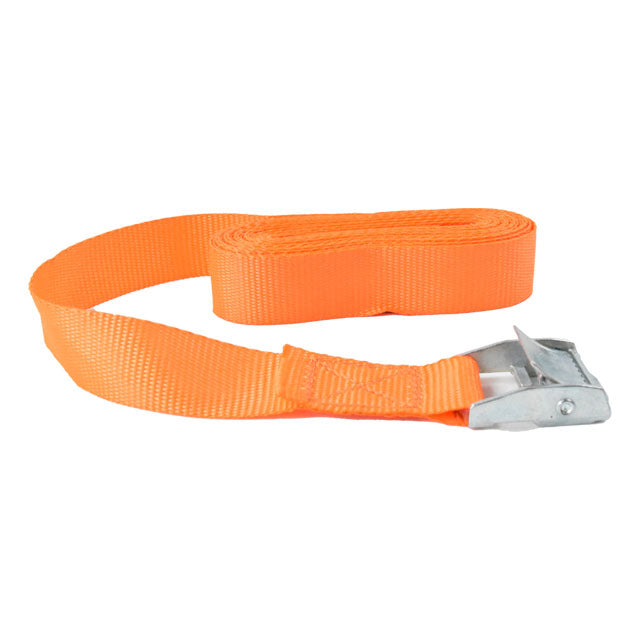 Polyester Orange Cargo Strap 25mm Cam Buckle Silver Lace Up Heavy Duty Webbing Cam Buckle