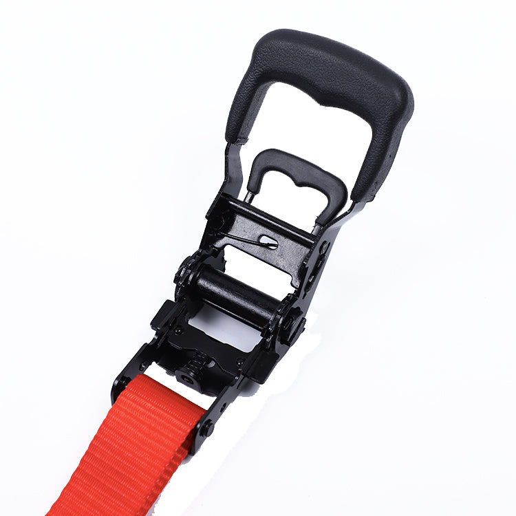 Polyester Red 1.5-inch Cargo Rubber Hand Ratchet Straps with S Hook