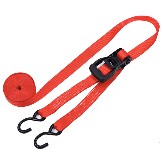 Polyester Red 1.5-inch Cargo Rubber Hand Ratchet Straps with S Hook