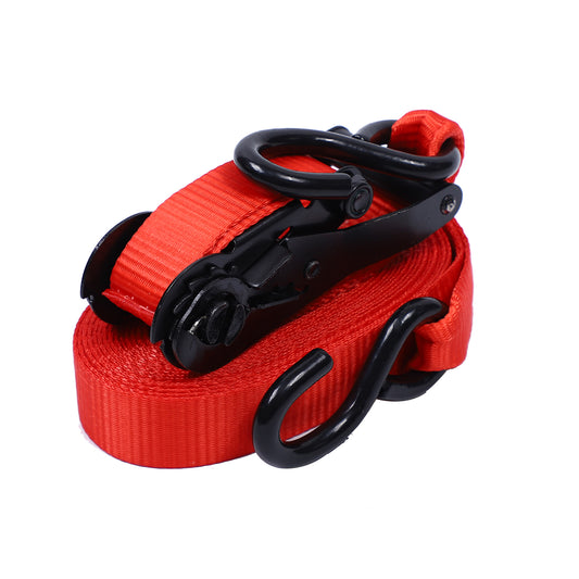 Polyester Red 1.5-inch Cargo Plastic Hand Ratchet Straps with S Hook