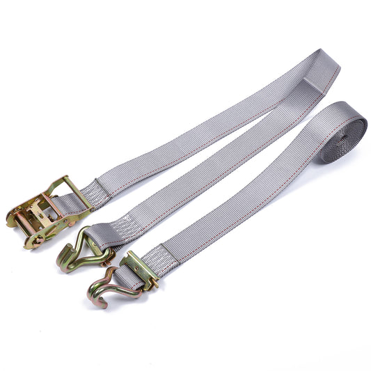 Polyester Grey 2 Inch Logistic Strap 4400Lbs With E-fitting &Double J Hook