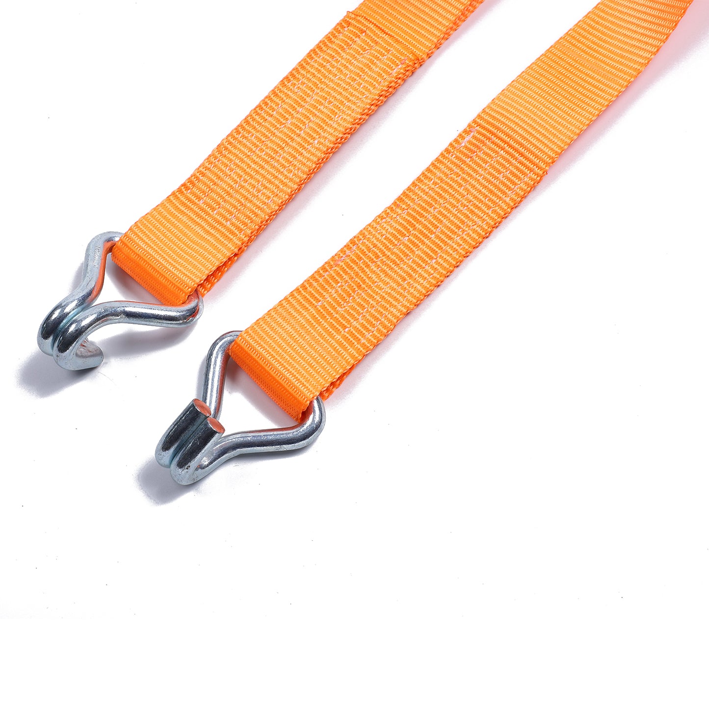 2 Inch Polyester Orange Aluminum Long Hand Ratchet Strap with Double J Hooks