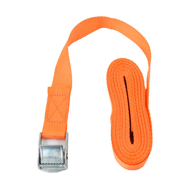 Polyester Orange Cargo Strap 25mm Cam Buckle Silver Lace Up Heavy Duty Webbing Cam Buckle