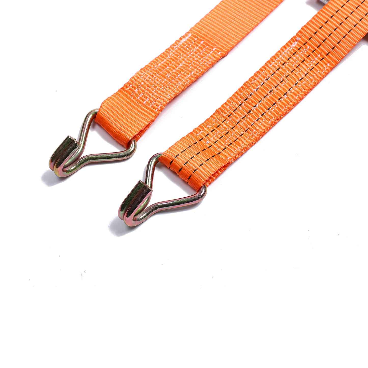 Polyester Orange 2-inch Cargo Aluminum Hand Ratchet Straps with Double J Hook