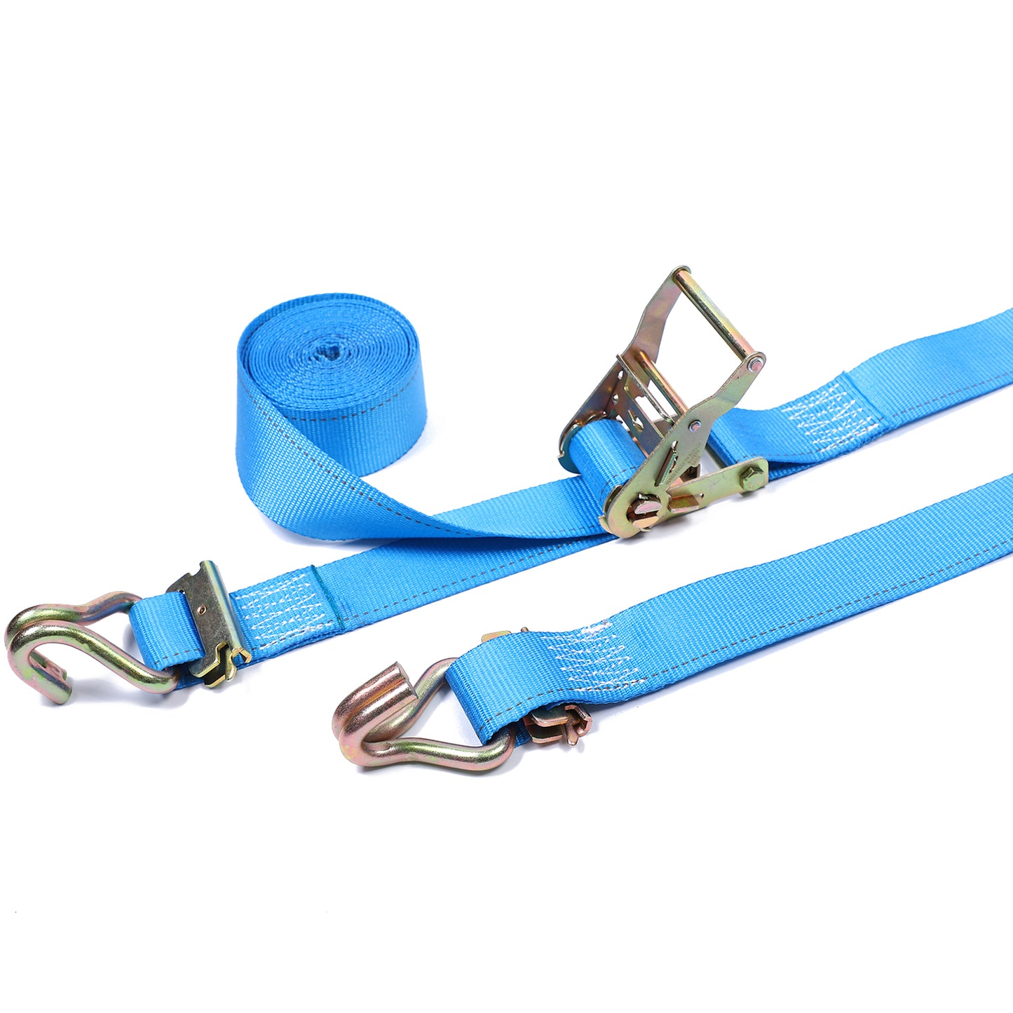 Polyester Blue 2 Inch Logistic Strap 4400Lbs With E-fitting &Double J Hook